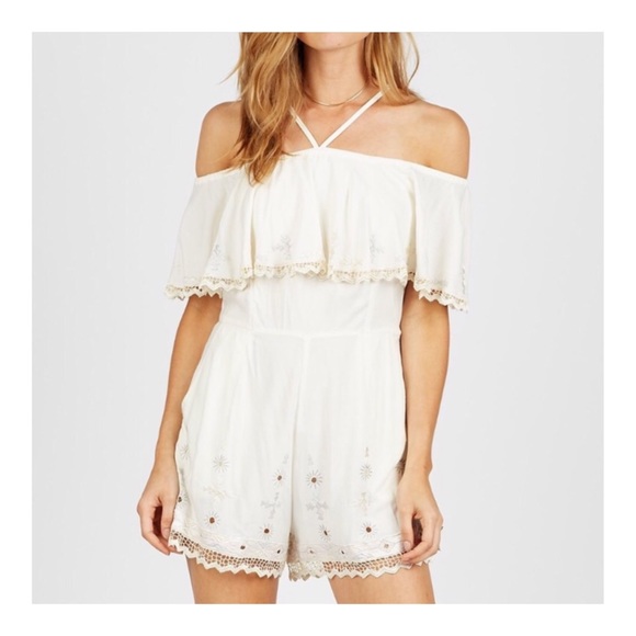 Anthropologie Pants - CLEOBELLA Cream Lace & Embroidered Romper M